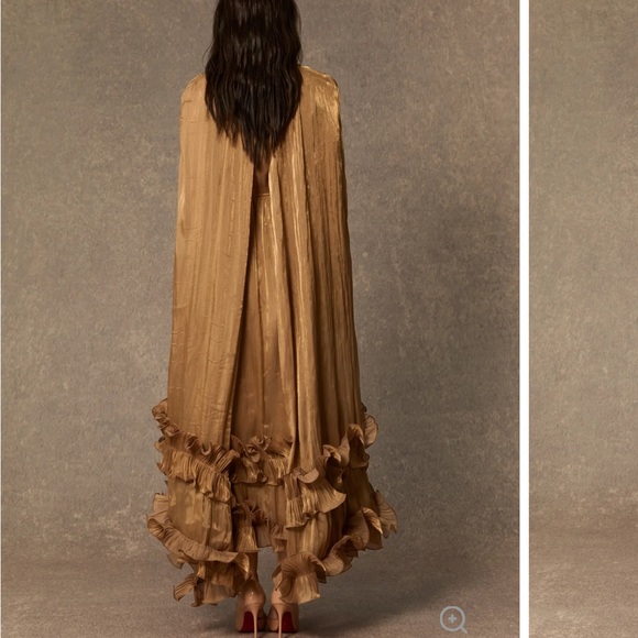 Sunfere Shirley Gold Ruffled Midi Dress - Picture 9 of 14